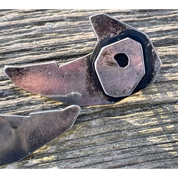 Vintage 1960s Modernist Machinist Style Sterling Silver Screw back earrings - Picture 5 of 12